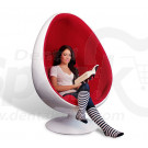 Retro Living Room Leisure Egg Pod Ball Chair for Beauty Teeth Whitening Designed by Eero Aarnio with Red Velvet and White Fiberglass Shell 