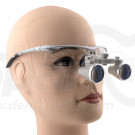 3.5x Magnification Professional Loupes with Silver BP Sports Frame and Mounted LED Head Light for Dental, Surgical, Jeweler, or Hobby | Adjustable Pupil Distance Model #CH350AXSL
